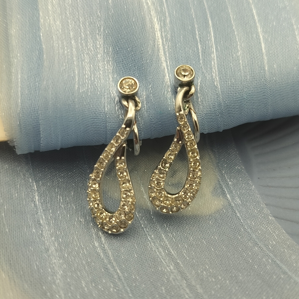 Vintage Swarovski Silver-Tone Crystal Drop Earrings